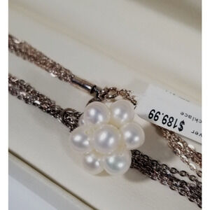 Caspian International CI sterling silver fresh water pearl necklace 18" vtg New